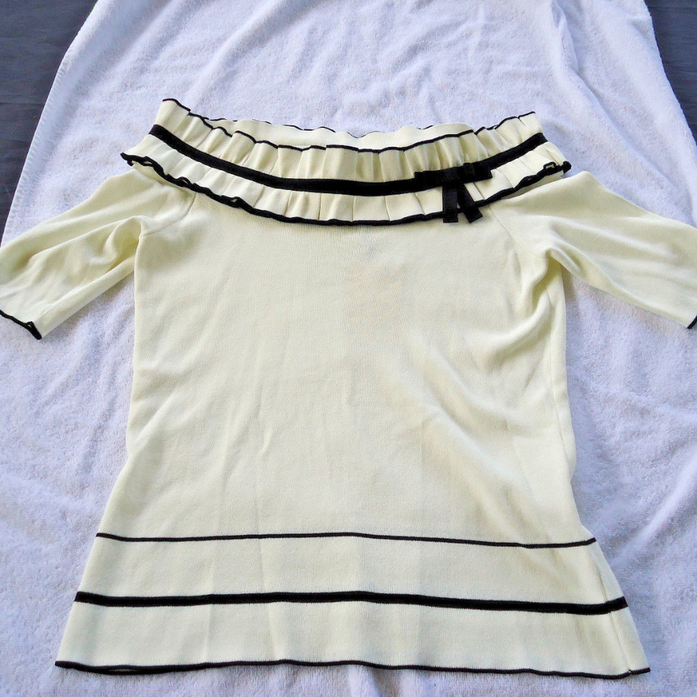 Luisa Spagnoli B&W Off Shoulder Top Size M NWT